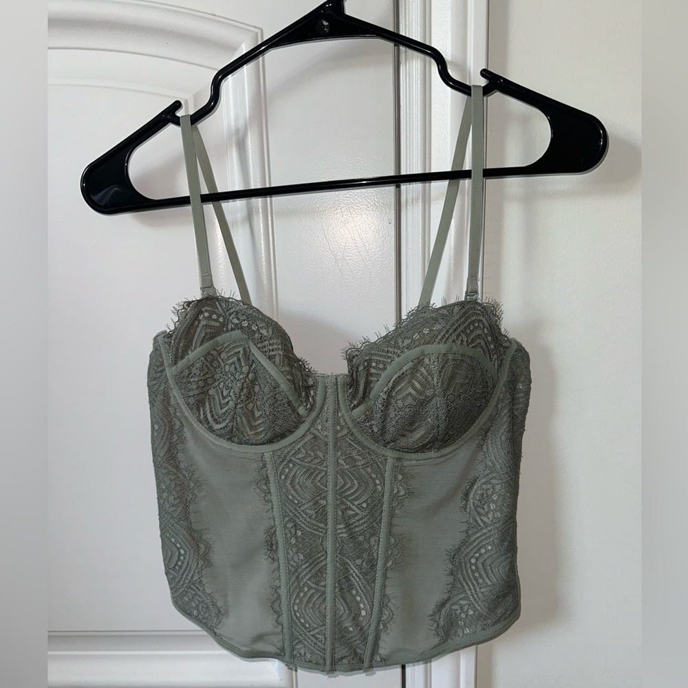 Garage Clothing BRAND NEW Sage green Chrishell Lace Mesh Bustier SIZE M